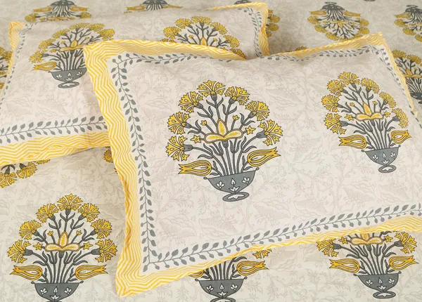 Yellow_Cotton_Rajwada_Empire_Double_Bedsheet_With_Pillow_Cover_108_X_108_Cm